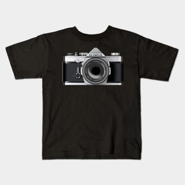 Olympus SLR Camera Kids T-Shirt by Randomart